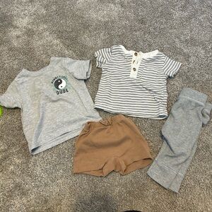 0-3m Outfit Set - Gray, Brown, and Striped